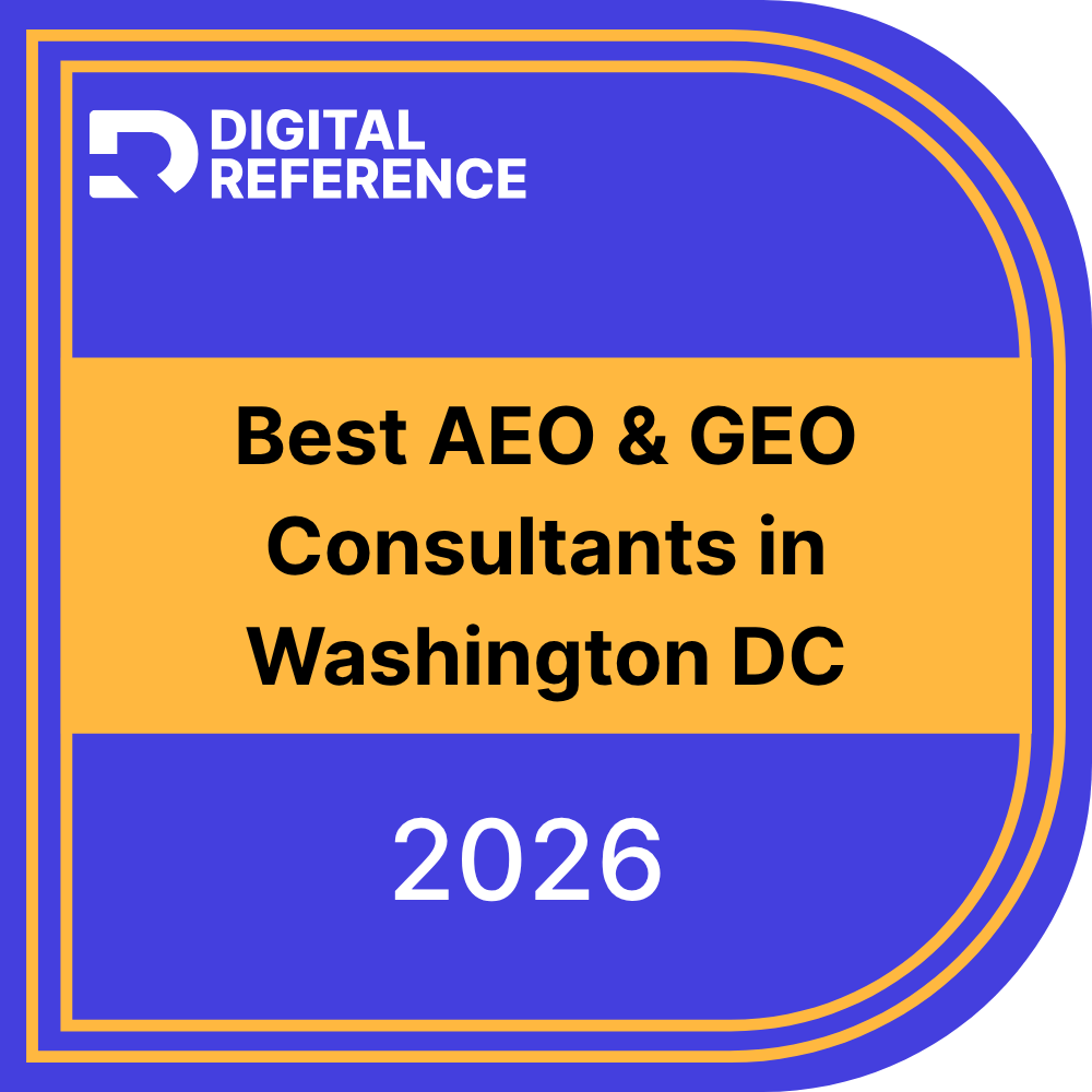 Digital Reference 2026 award badge naming Monic AI Systems a Best AEO and GEO Consultant, for press recognition